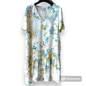 Target A New Day Floral Ruffle Hem Mini Shirt Dress Small